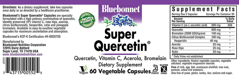 Bluebonnet Nutrition Super Quercetin 60 Veg Capsules